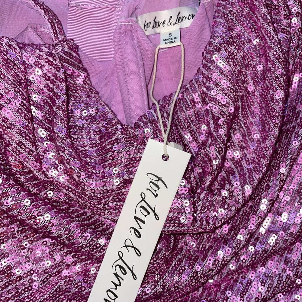 For Love And Lemons Candice Pink Sequin Mini Dress - Picture 6 of 10